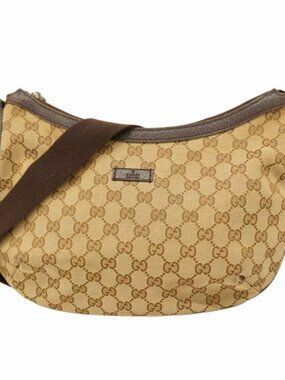 Gucci Shoulder Bag GG Canvas Brown Silver